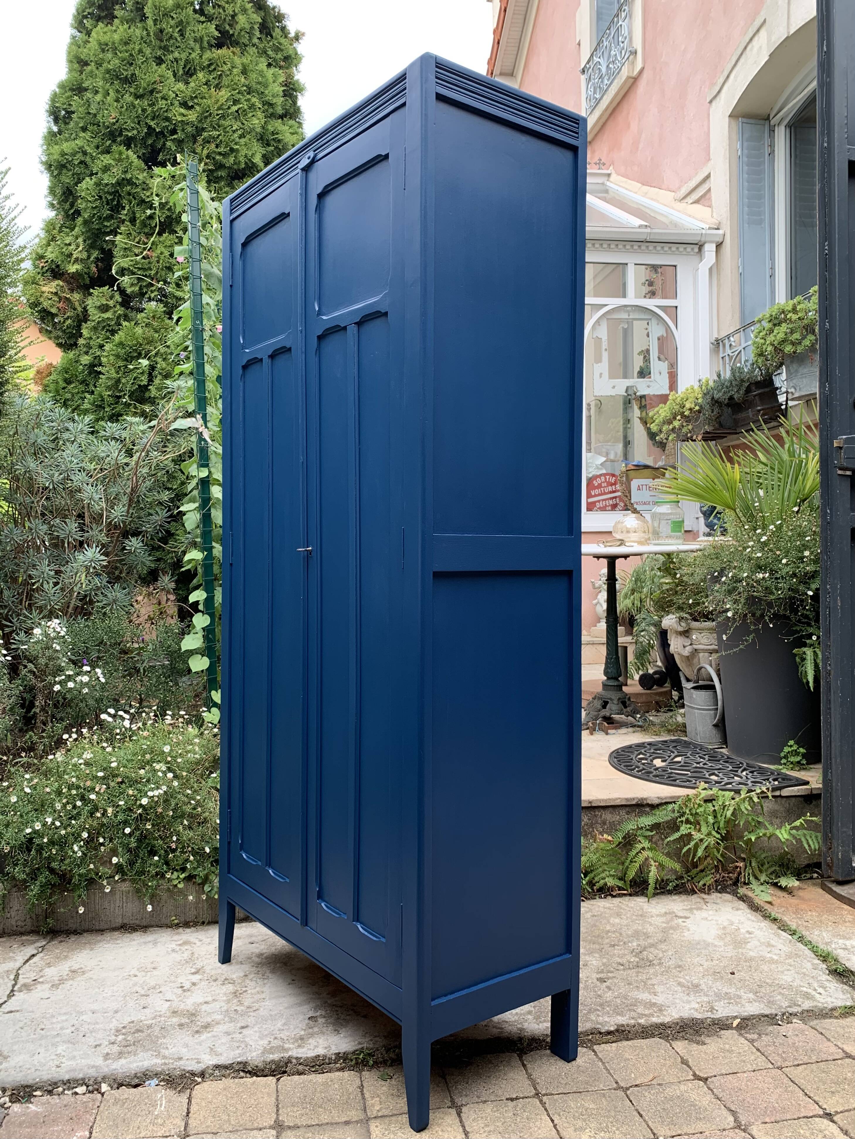 1940s Parisian blue paneled wardrobe