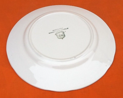 8 flat earthenware plates with floral decoration made in italy