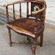 18th century Breton office chair in solid curved and carved wood