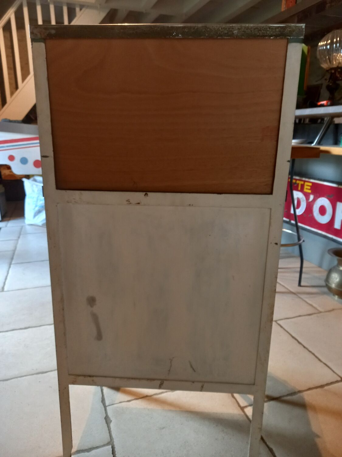 Antique metal medical cabinet