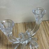 Duo of 2-spoke glass candle holders