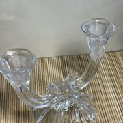 Duo de bougeoirs en verre 2 branches