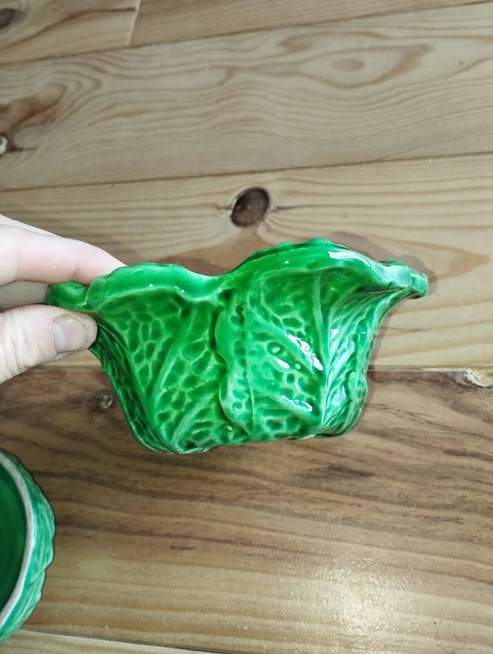 Vintage ceramic barbotine bonbonnière in the shape of a cabbage – 1950s