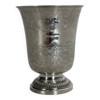 18th century silver timpani shower foot engraved with Farmers General hallmarks