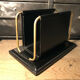 Vintage leather and brass office mail holder