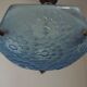 French Art Deco Degué Ice Blue Hexagonal Glass Pendant Ceiling Light