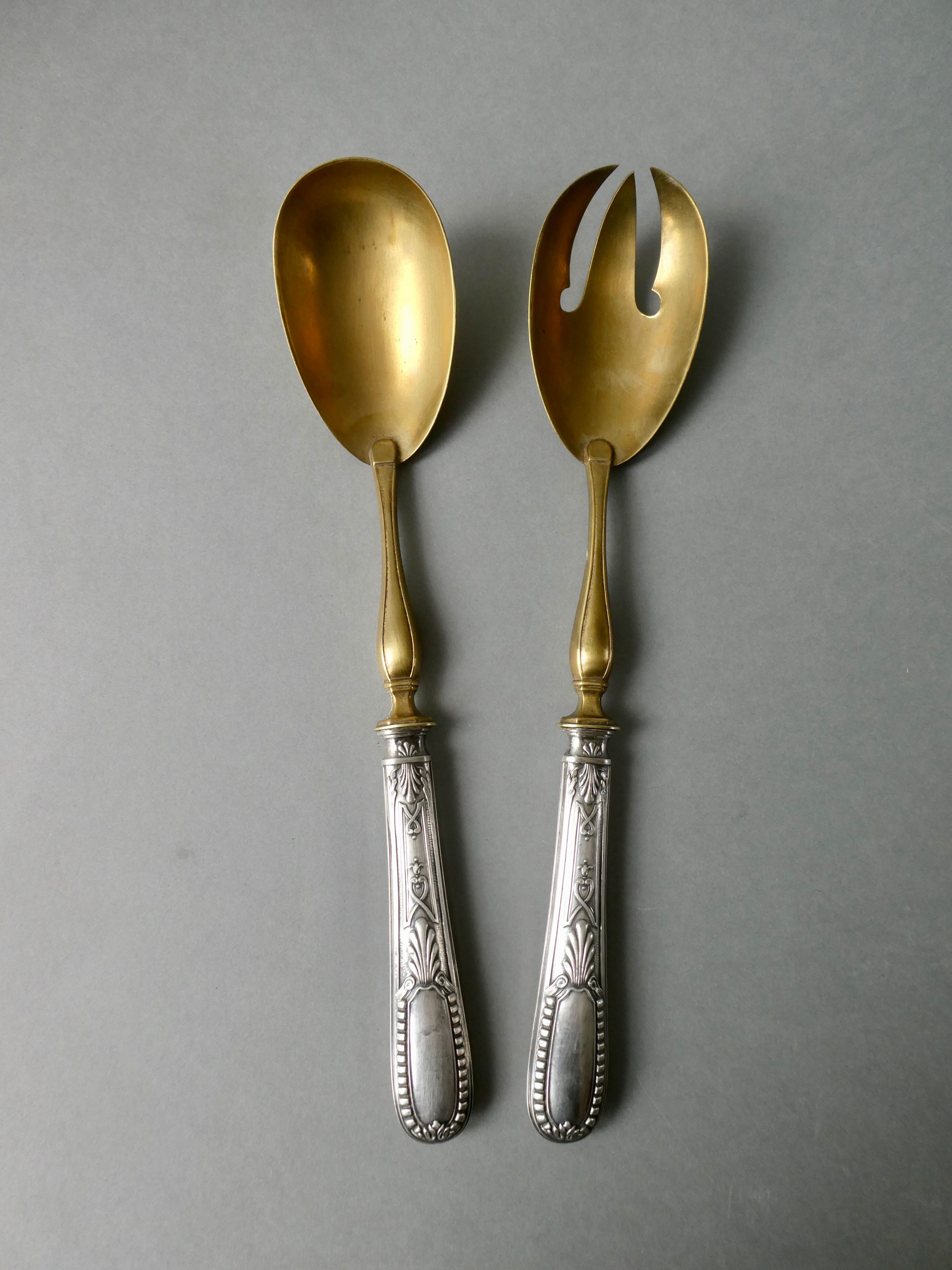 Silver salad cutlery and pie shovel