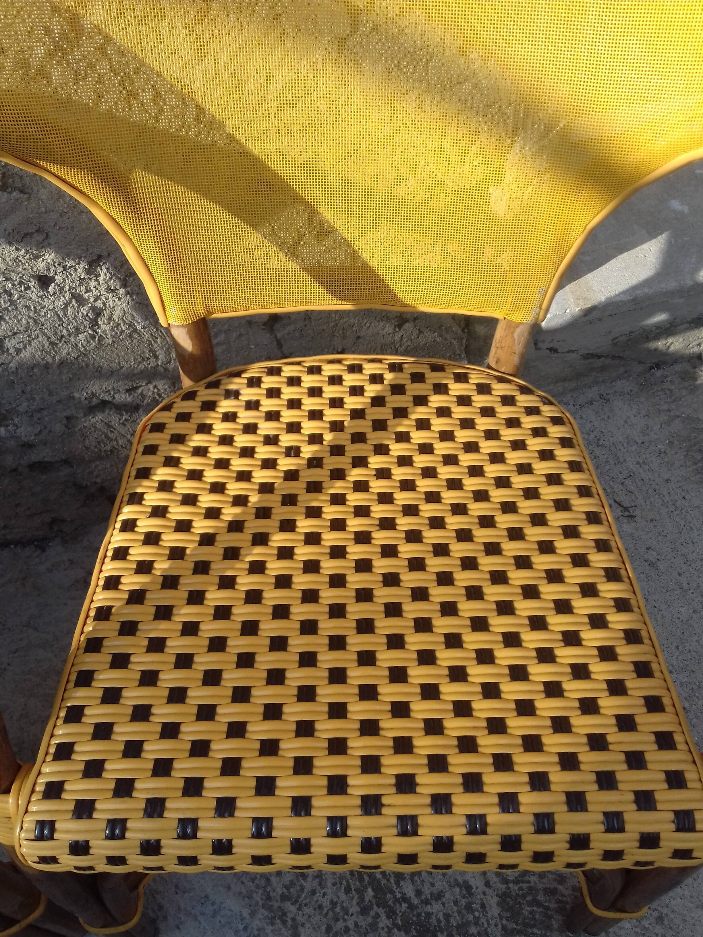 Two rattan bar armchairs