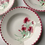 Lot de 4 assiettescreuses Digoin Sarreguemines modèle œillets