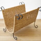 wicker and wrought iron magazine rack