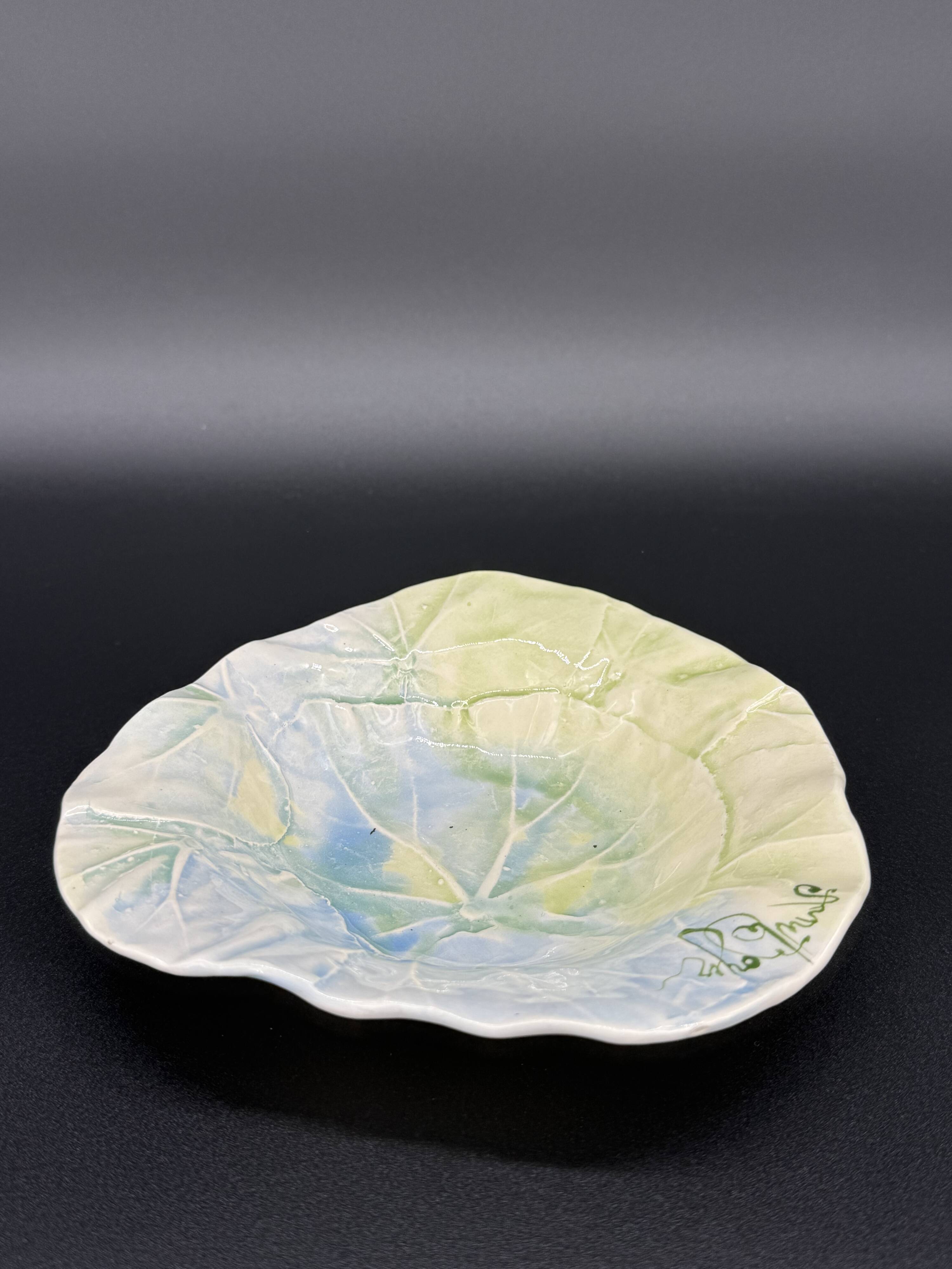 Water leaf ceramic bowl signed Annette Boyer