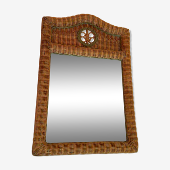 Miroir rotin tressé vintage - 106x70cl