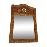 Vintage braided rattan mirror.