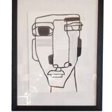 Vinyl paint on solid cardboard in a glazed black frame
