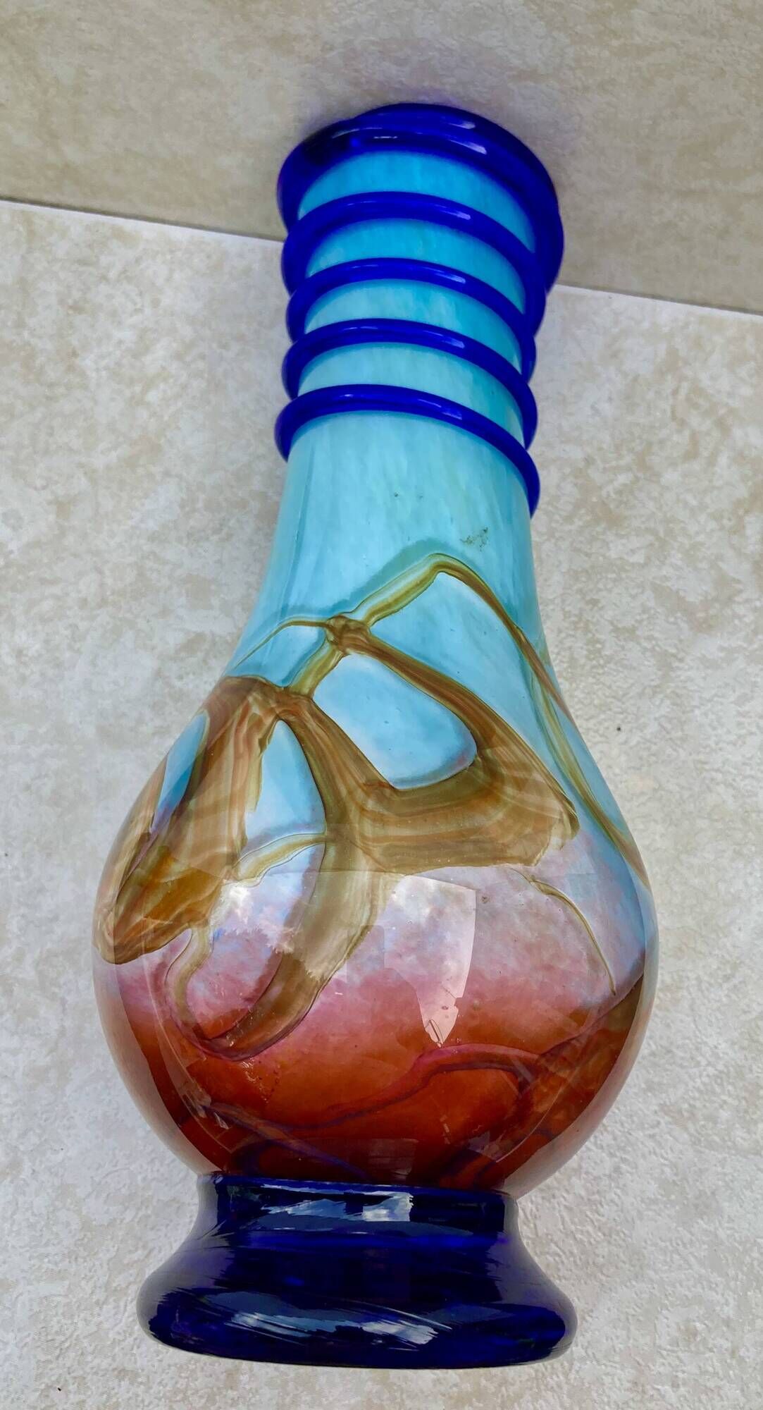 vase - glass paste - signed SABA FRÈRES - BIOT - dated No. 95 - size XXXL