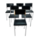 Set of 6 belgium chrome and skai dining chairs, 1960s