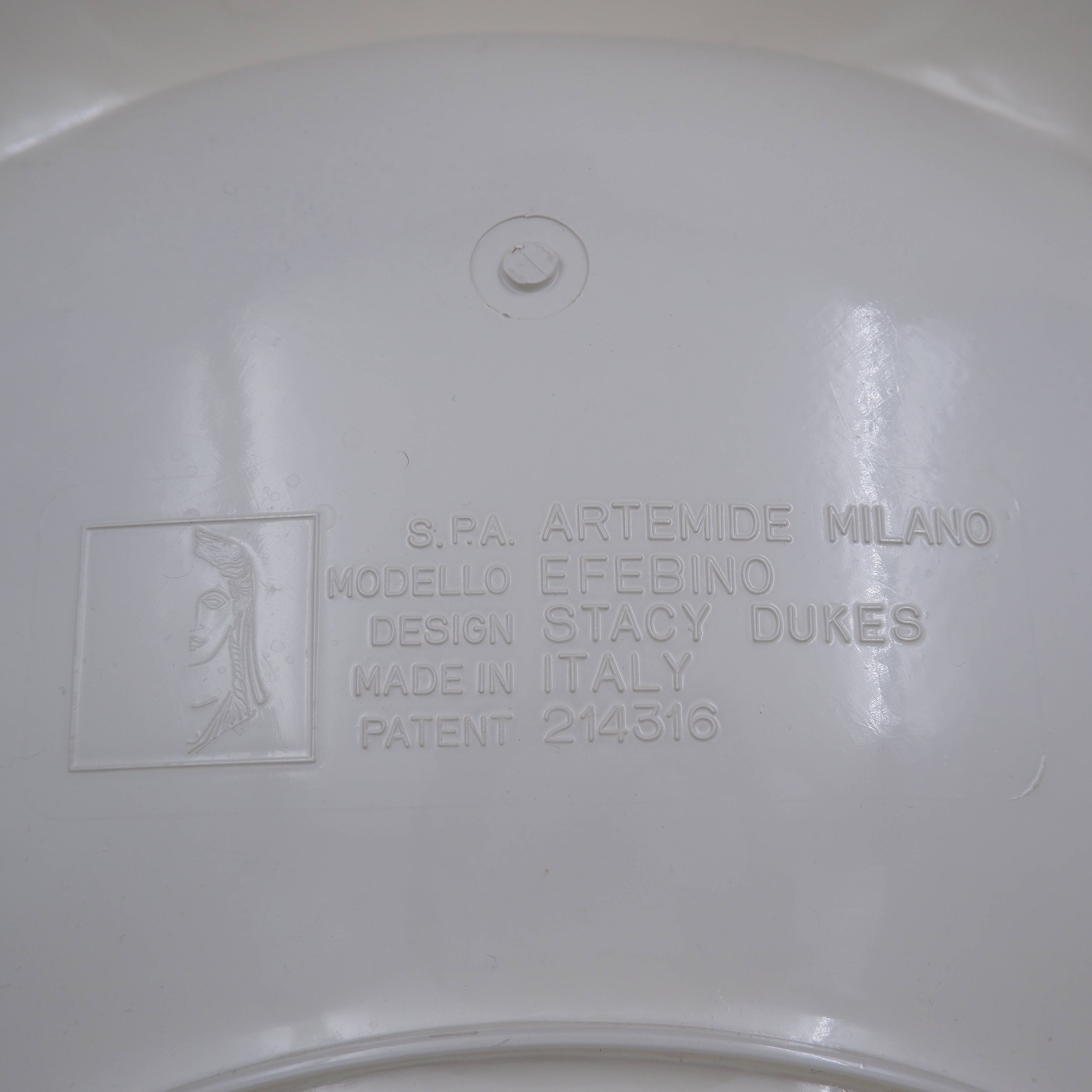 Vintage white Efebino stool by Stacy Dukes for Artemide, 1960s