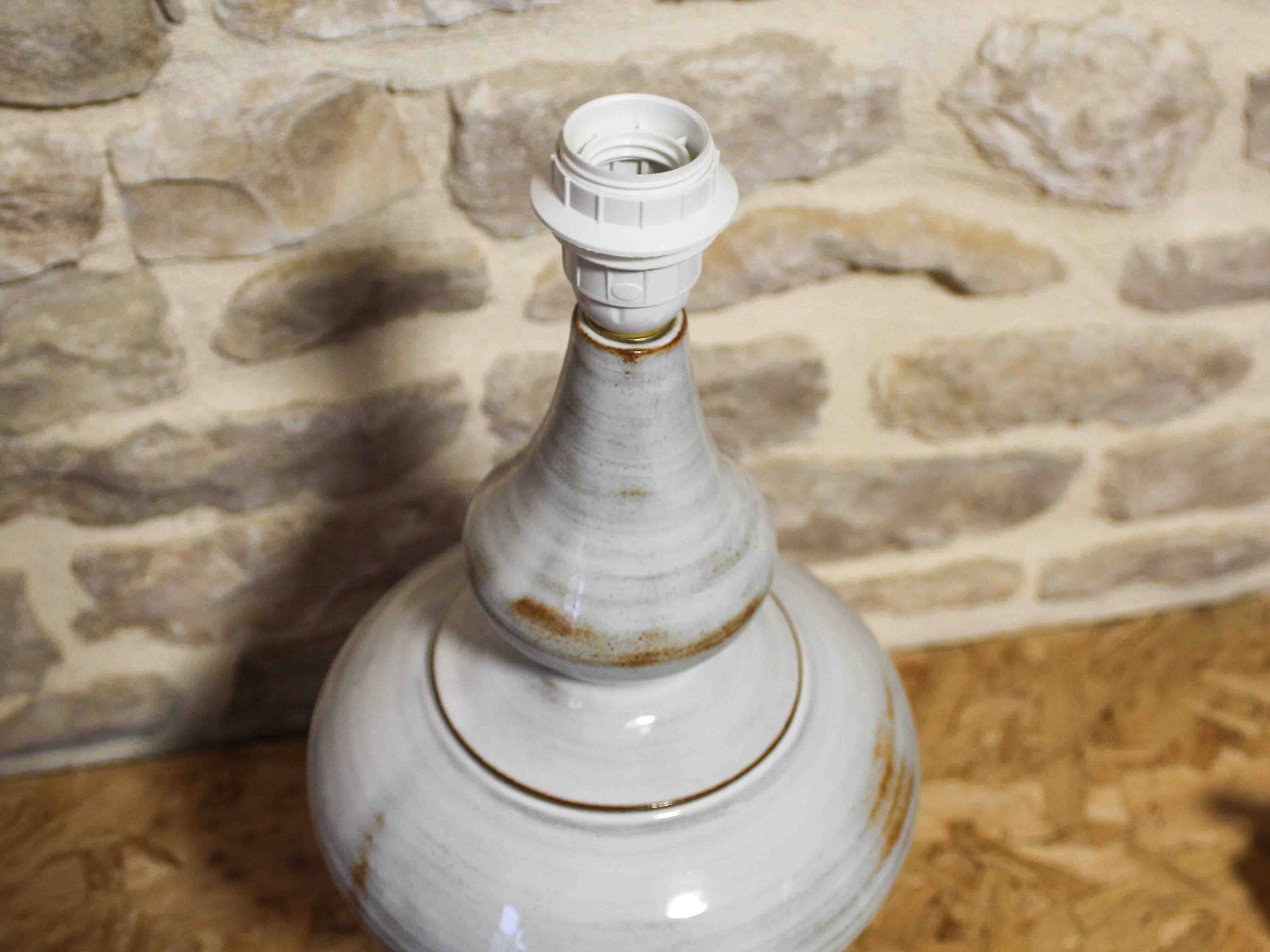 Large glazed ceramic lamp base by Jean-François Descombes, Vallauris.