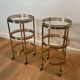 Pair of Art Deco Round Rolling Tables with Removable Tops, Maison Jans