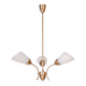 Mid-Century Chandelier in Brass and Frosted Glass, Czech, 1950s