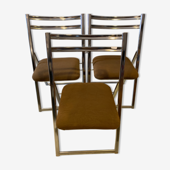 Série de 3 chaises pliantes vintage