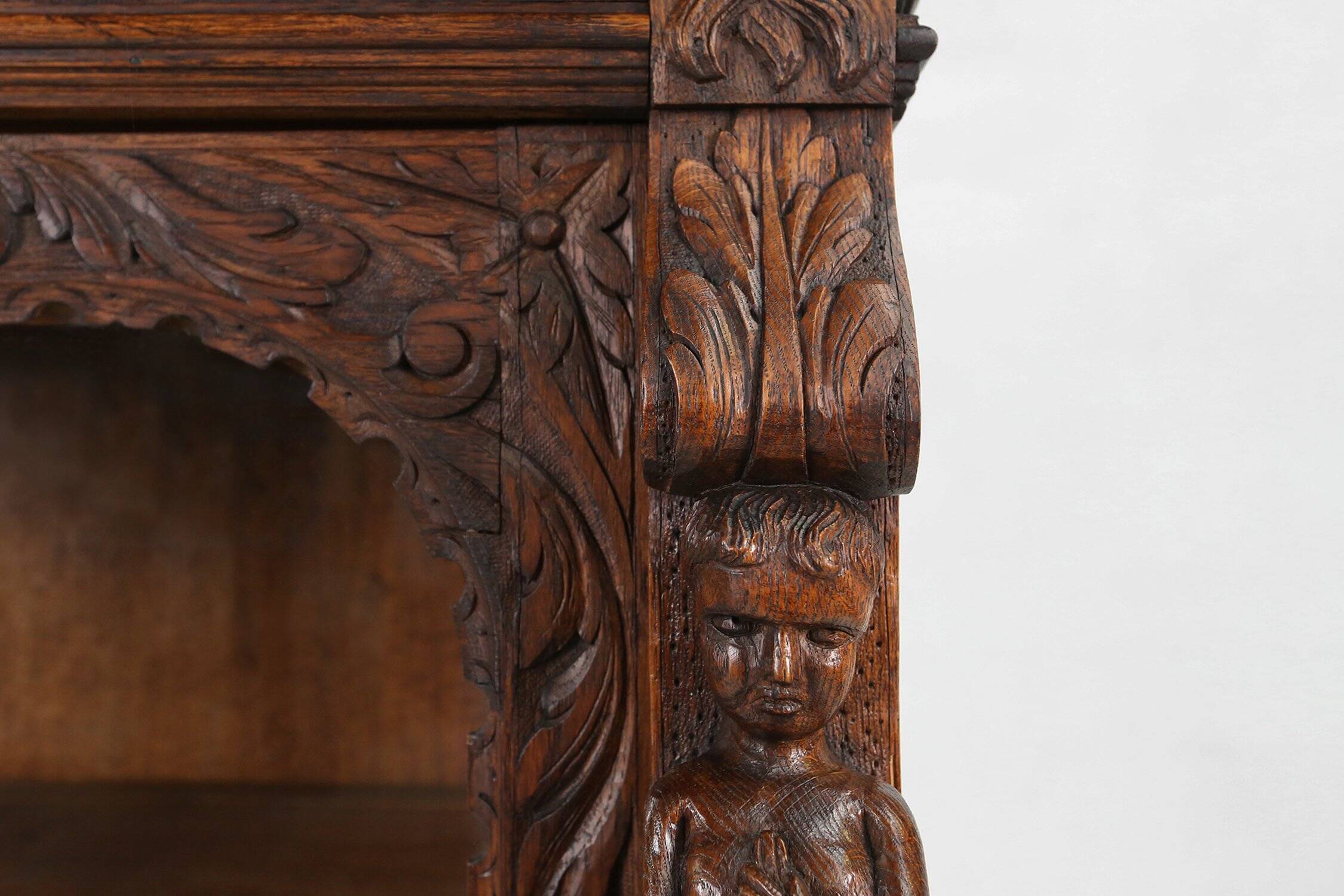 Baroque Style Display Case in Oak, Belgium, 1950s