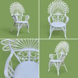 Emmanuelle Peacock white rattan armchair 1970