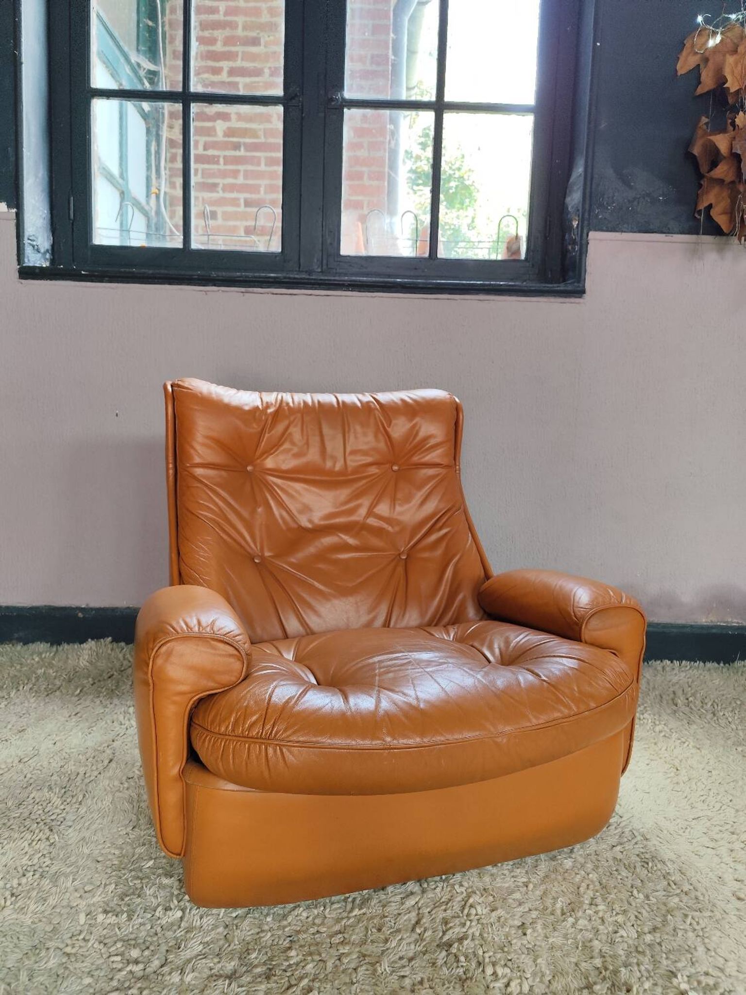Fauteuil cuir Michel Cadestin pour Airbone
