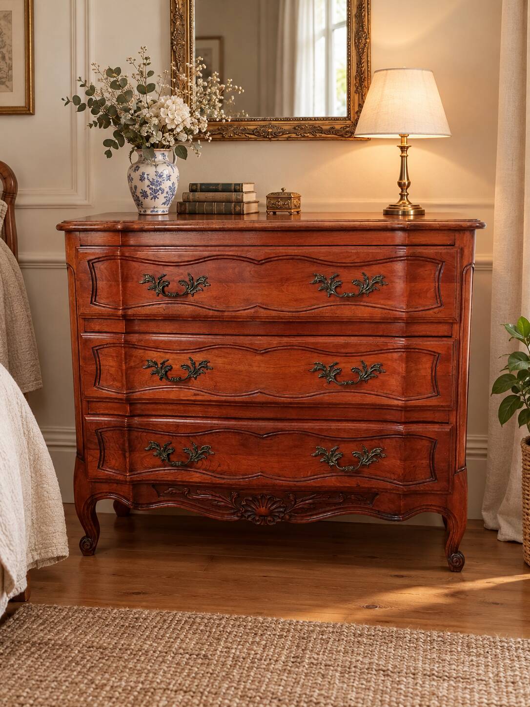 Louis XV style solid wood chest of drawers