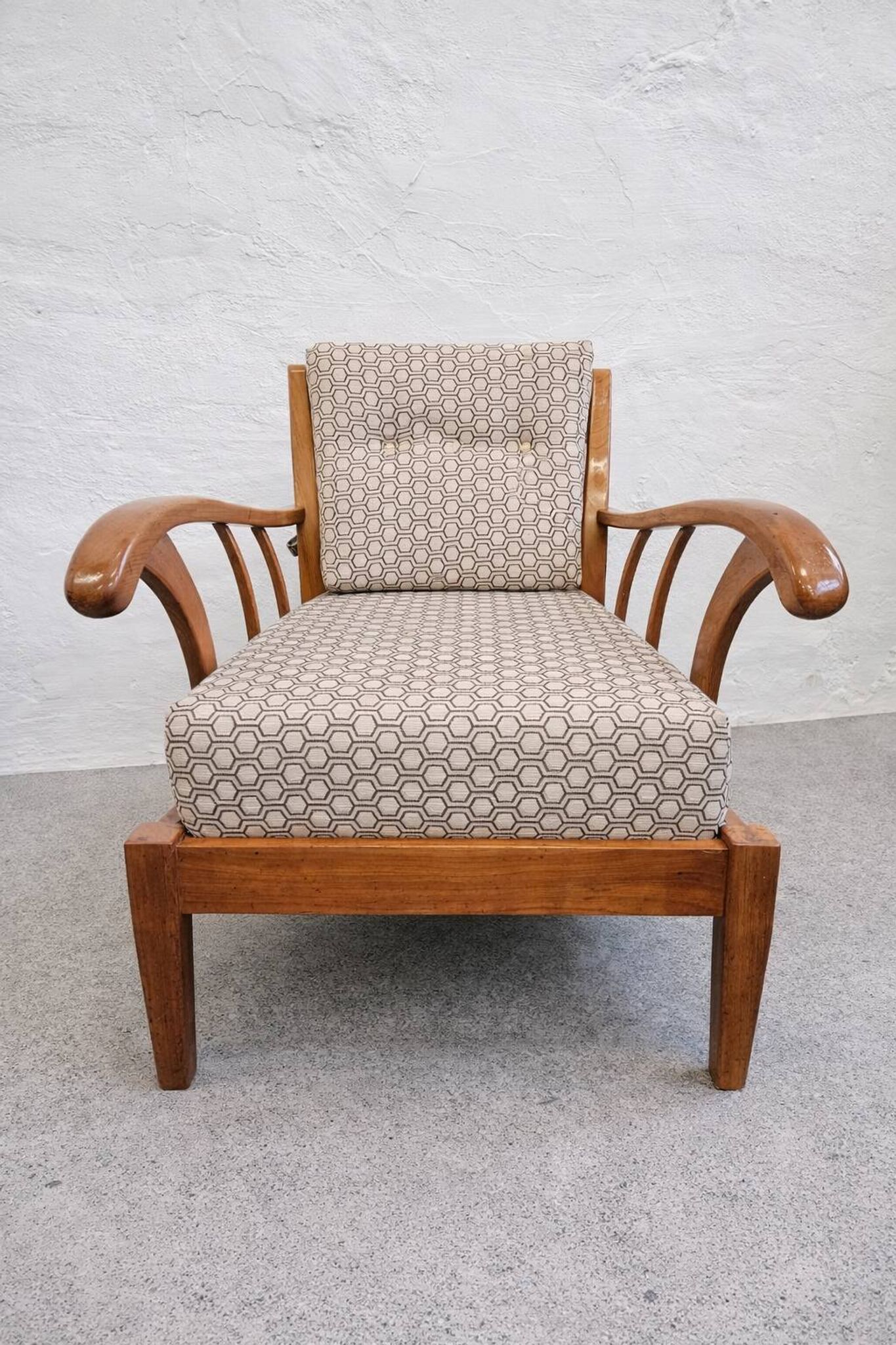 Pair of solid cherry wood armchairs, Austria 1940s