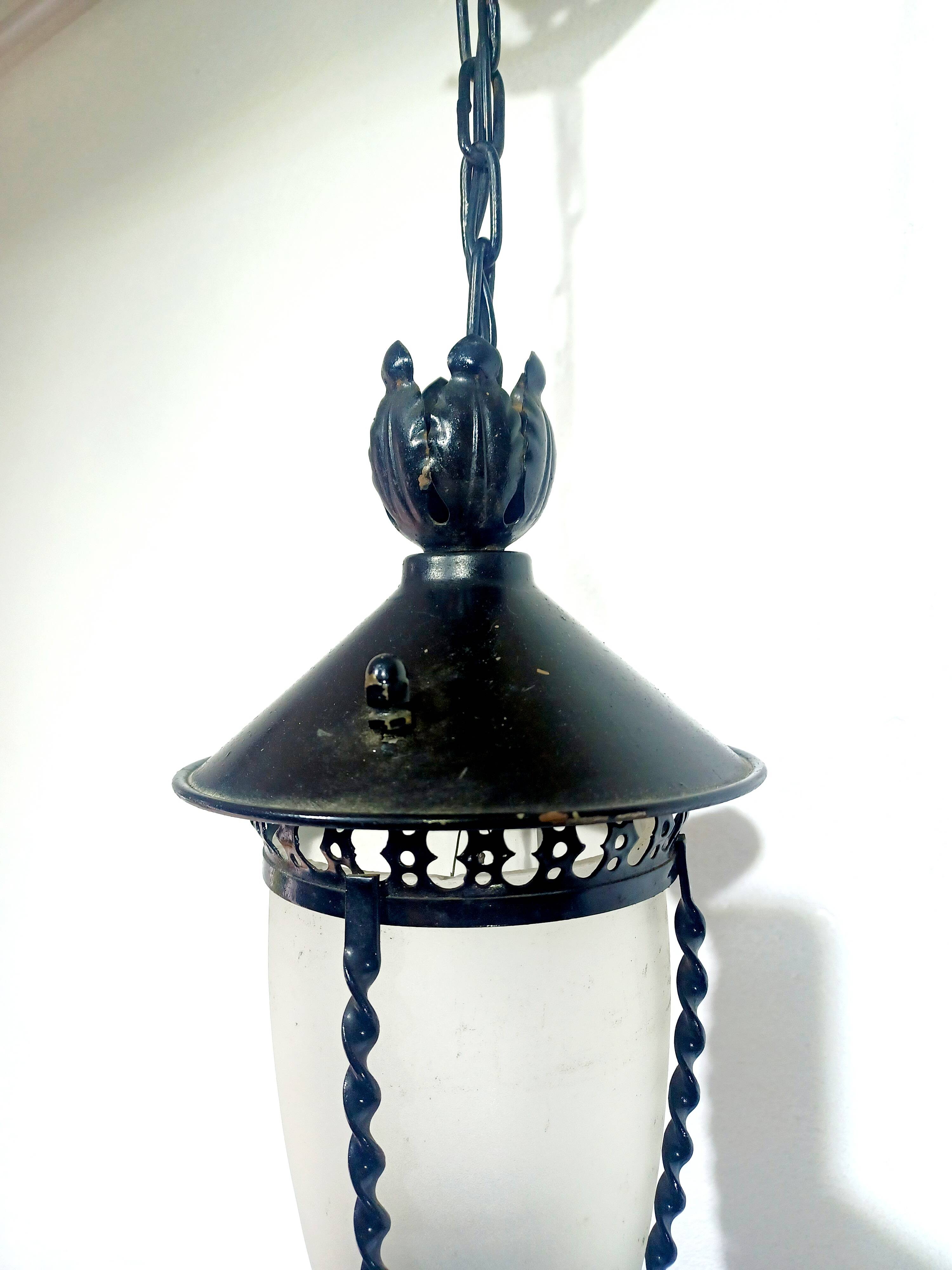Small 1-light wrought iron lantern