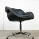 Chaise pivotante vintage en simili cuir noir et chrome, années 70