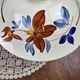 Large vintage soup tureen Digoin Sarreguemines – Brown and blue floral decoration