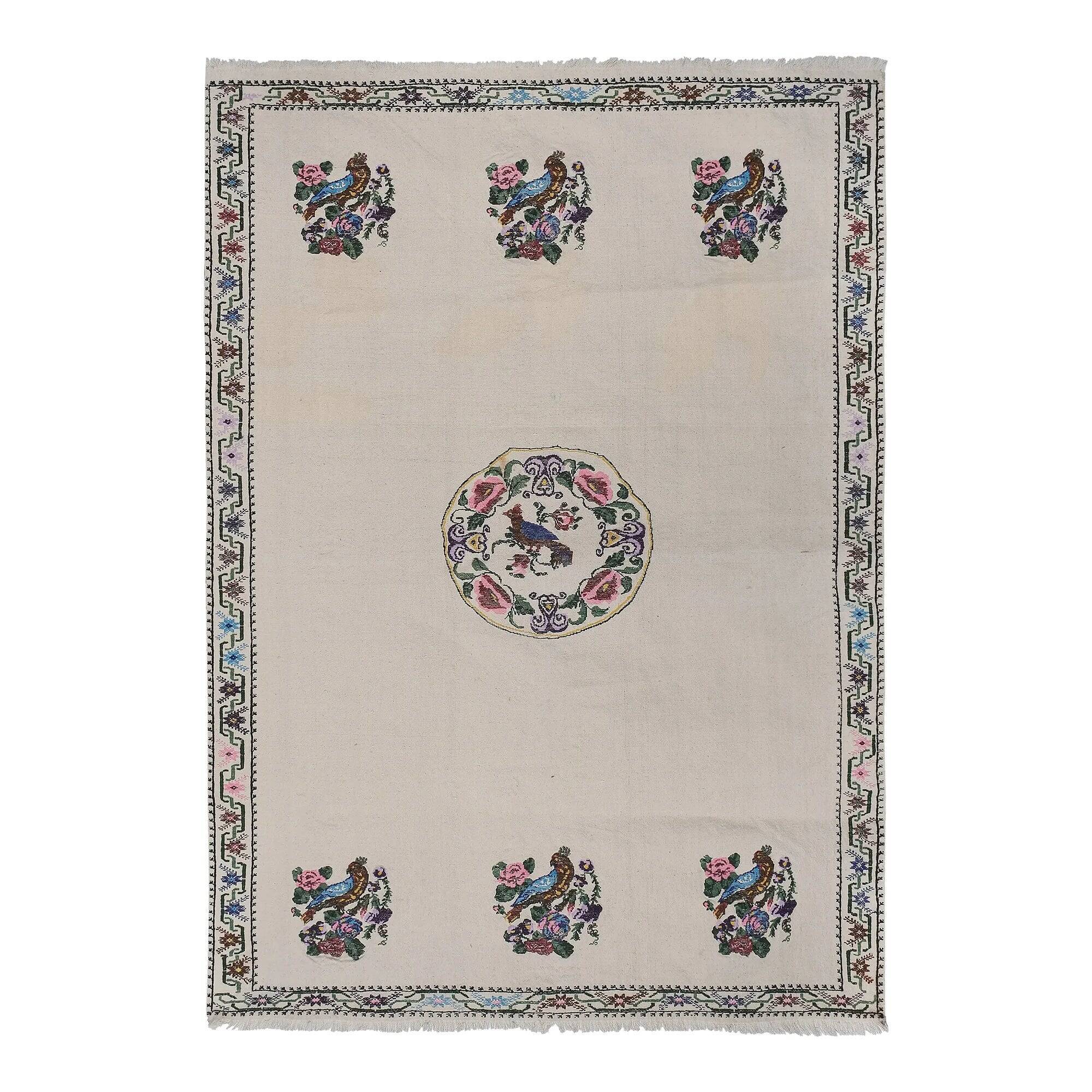 Vintage Turkish kilim, handwoven, 167x233 cm.