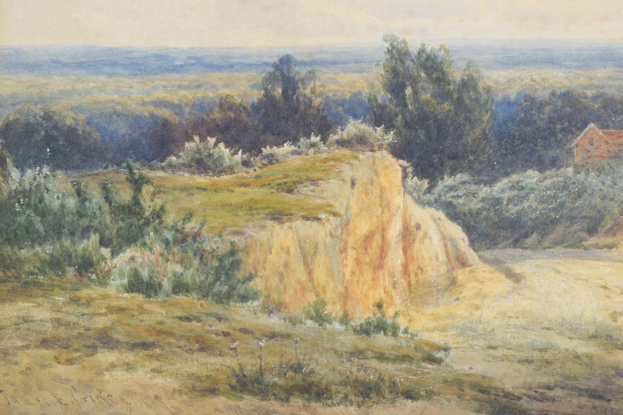 Aquarelle 'Paysage rural' par James Edward Grace