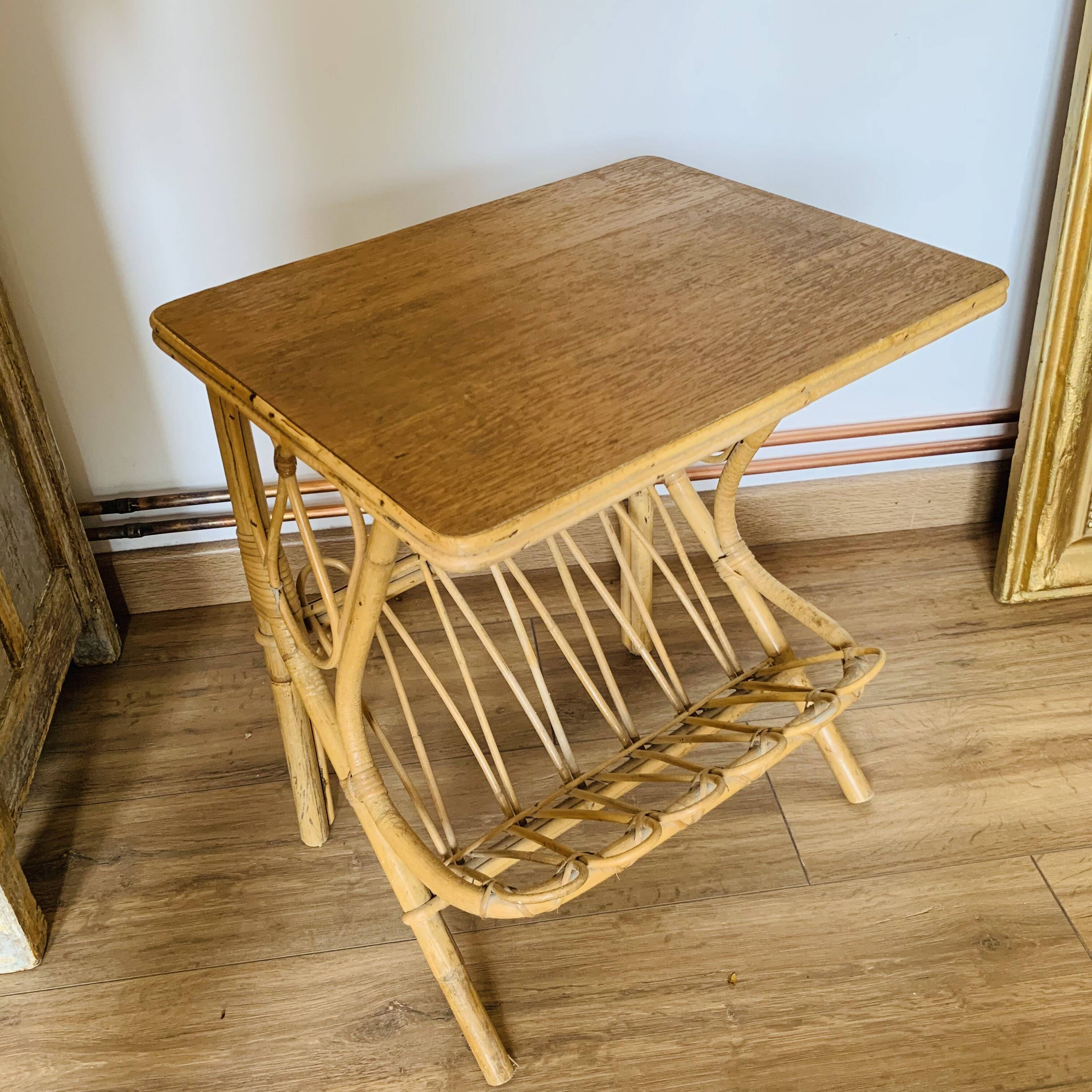 Rattan end table