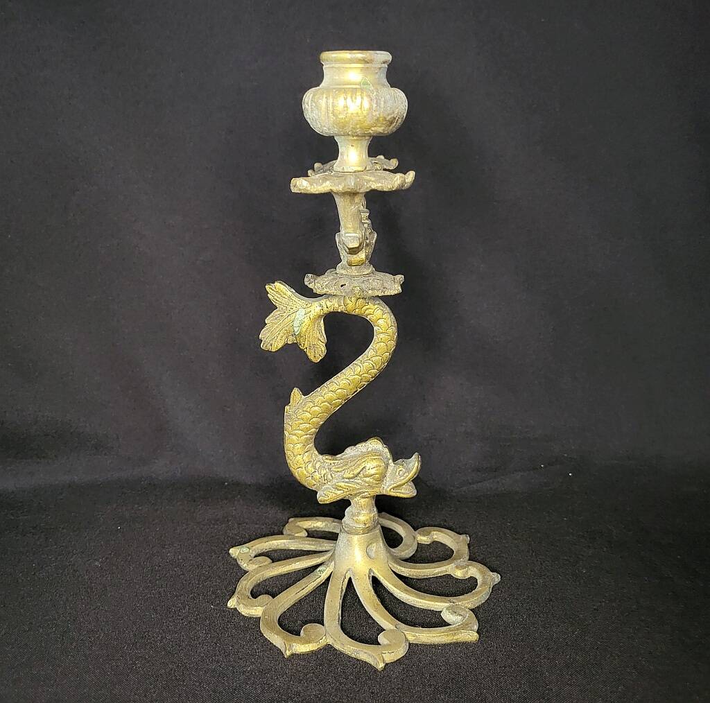 Pair of Koi Fish Candle Holder Solid Brass