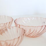 Rosaline pink glass bowls, arcoroc, lot of 6, vintage french, vintage