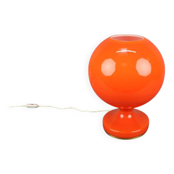 1970s Czech Orange Opaline Glass Mushroom Table Lamp