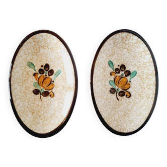 2 Rabaneras ou petites assiettes ovales de la Collection Vintage Boch La Louvière Corfou des années