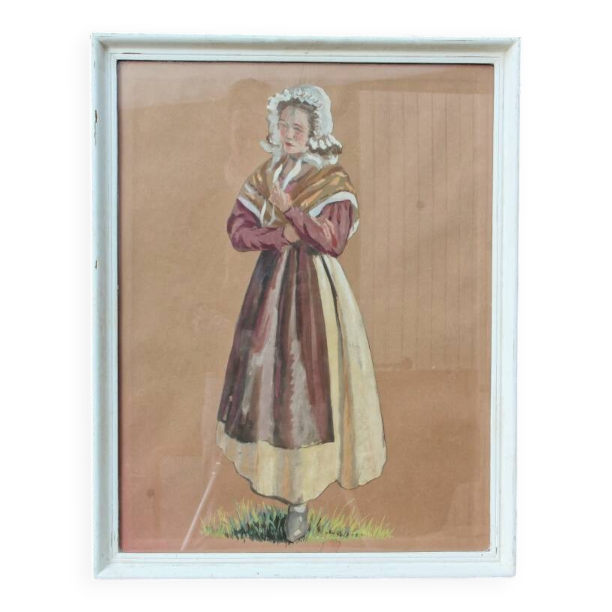 Gouache, framed peasant