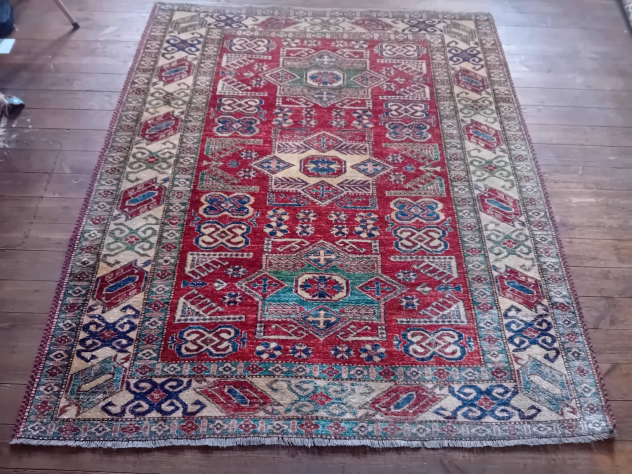 Handmade Pakistani Kazak Rug 200x173cm