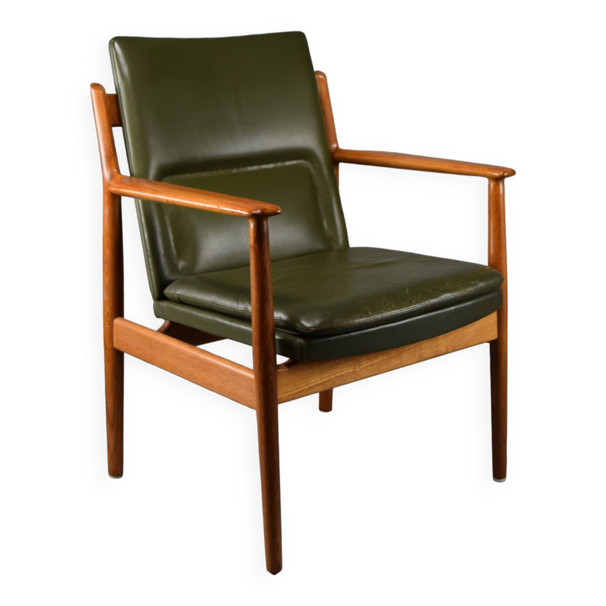 Danish Mid Century Modern Olive Green Arm Chair Model 431 by Arne Vodder