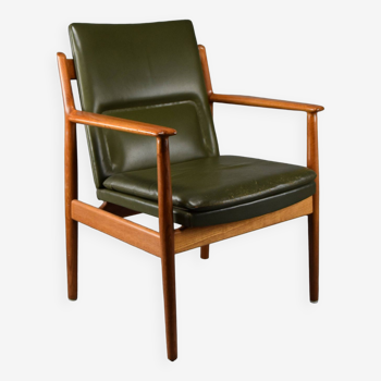 Fauteuil danois moderne du milieu du siècle, vert olive, modèle 431 par Arne Vodder