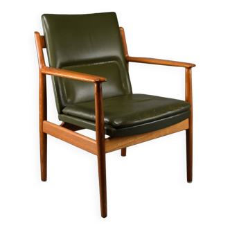 Fauteuil danois moderne du milieu du siècle, vert olive, modèle 431 par Arne Vodder