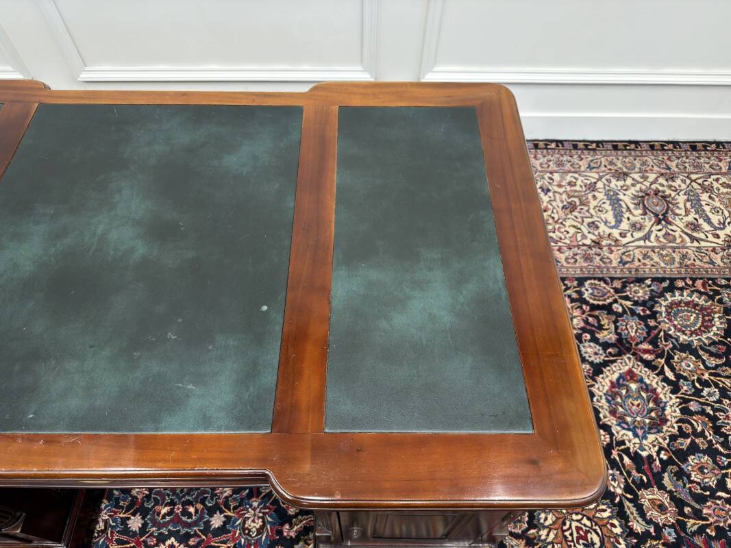 Classic English Partner Desk Green Leather