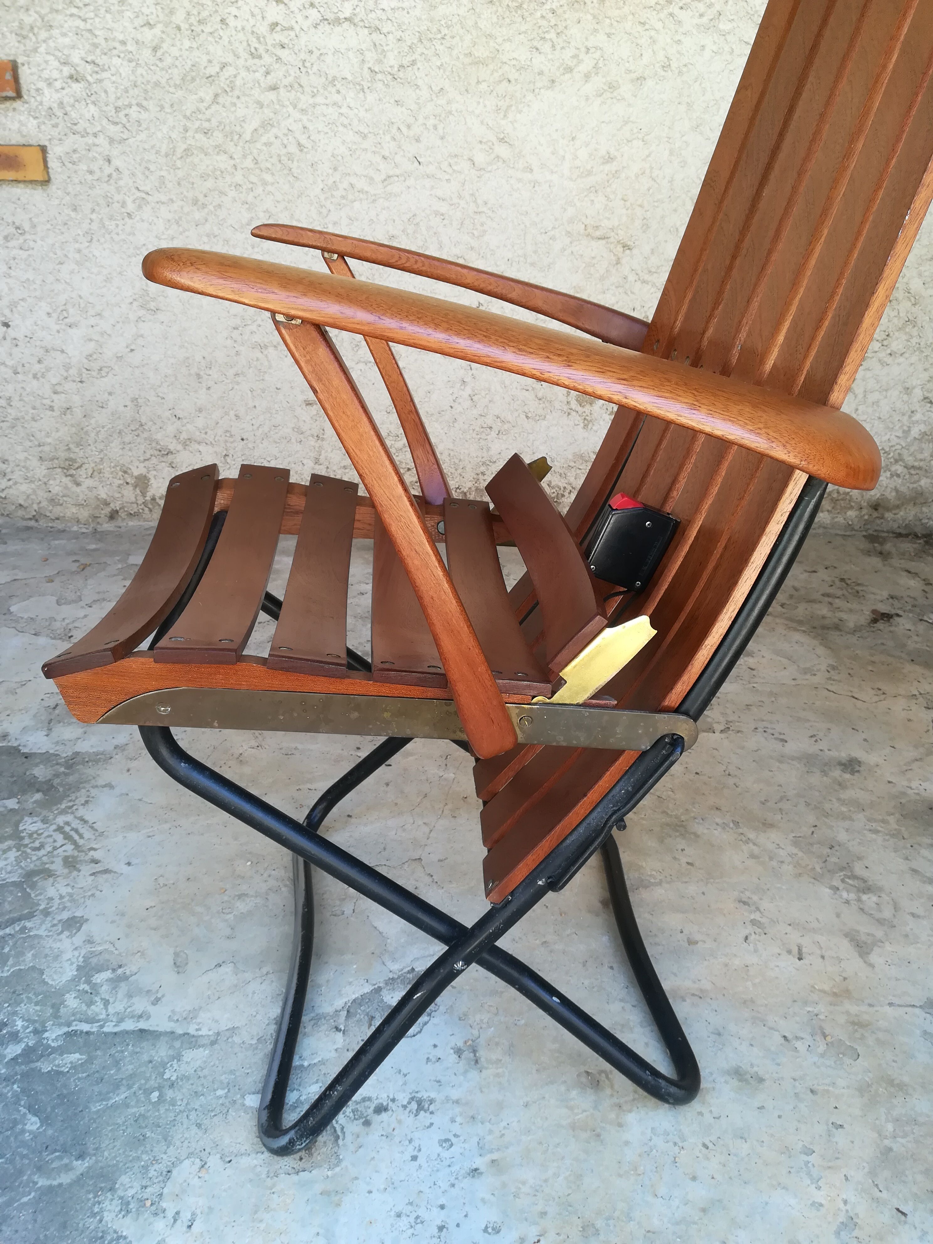 Teak wood folding armchair