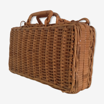 Vintage wicker suitcase