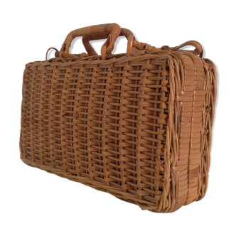 Vintage wicker suitcase
