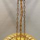 Ceiling-hanging lamp in glass with prisms and metal details